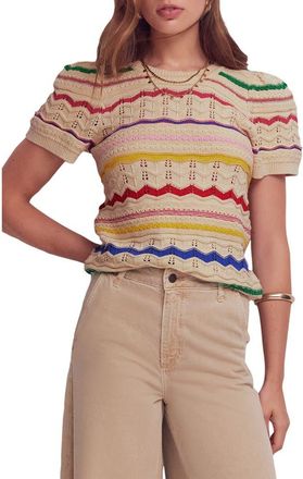 Boden Monica Stripe Pointelle Stitch Top in Multi Stripe at Nordstrom, Size X-Large