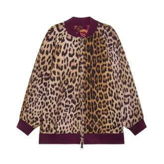 Maliparmi Maliparmi, Jassen, Dames, Veelkleurig, S, Wol, Leopard Floral-Print Reversible Sweatshirt
