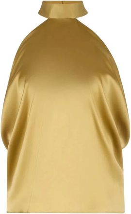 Nina Ricci Haltertop - Dames - Tops zonder mouwen - Geel - M - Satijn - Tops