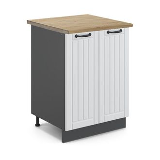 Vicco Mueble Bajo De Cocina Fame-line, Blanco Casa De Campo, 60 Cm, Et Roble, Vicco