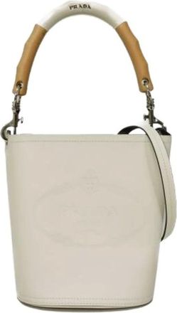Prada Pre-owned Bucket Bags, female, White, Size: ONE SIZE Pre-owned Leather Bucket Bag