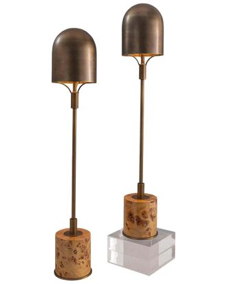 Port 68 Set Of 2 Oppa Burlwood Buffet Lamps