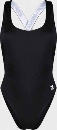 Off-white Womens Off White Logo Band Swimsuit Black - Size 2XS