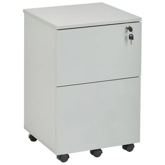 Beliani Beliani - Armario De Oficina Industrial Madera De Ingenier&iacute;a 2 Cajones Para Documentos Ruedas Cerradura Con Llave Gris Claro Johnson