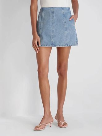 French Connection 90S Denim Multi Seam Mini Skirt In Blue