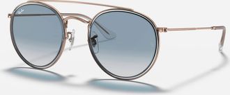 Ray-Ban Womens Rb3647N Round Double Bridge Sunglasses In Polished Copper, Blue