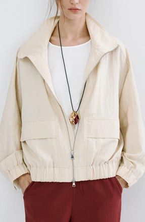 Mango Featuring Hailey Bieber Bomber Jacket in Light/Pastel Grey at Nordstrom, Size X-Large