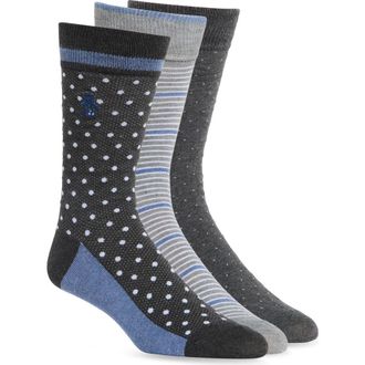 Original Penguin Check Diamond 3-Pack Assorted Dress Socks in Black at Nordstrom Rack