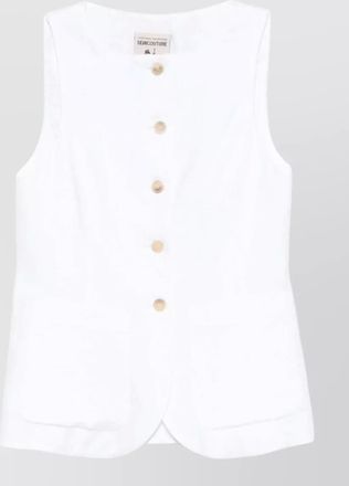 Semicouture glenna linen waistcoat round neck sleeveless