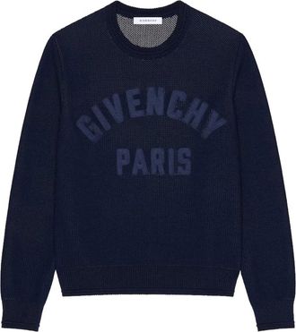 Givenchy Paris Knit Sweater - Heren - Ronde hals truien - Blauw - M - Katoen - Truien & Vesten