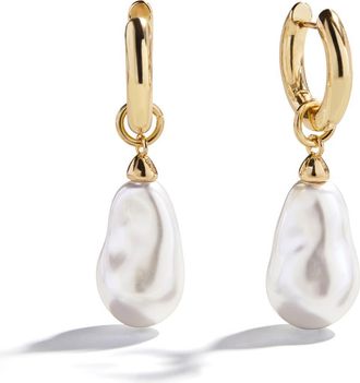 BaubleBar Teagan Faux Pearl Huggie Earrings at Nordstrom