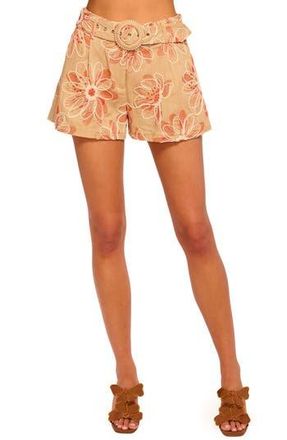 Ramy Brook Teddy Embroidered Belted Shorts in Natural Fleur at Nordstrom Rack, Size 10