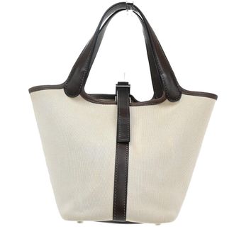 Herm&egrave;s Picotin Bag Toile And Leather Beige Canvas Bag (Pre-Owned)