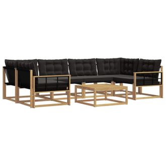 vidaXL Conjunto De Sof&aacute;s De Exterior 7 Pcs Blanco Y Negro Vidaxl