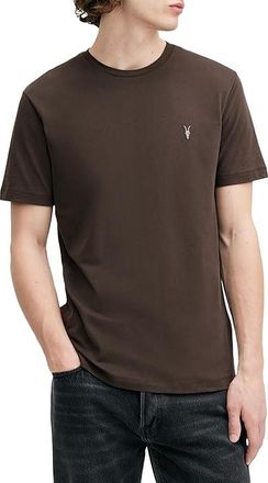 AllSaints Brace Short Sleeve Crew Mens Clothing Chestnut Brown : XL, Polyester/Cotton