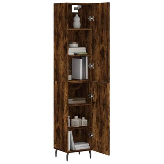 Berkfield Home Highboard Smoked Oak 34.5x34x180 cm Engineered Wood in Brown