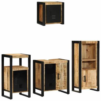 vidaXL Juego De Muebles De Ba&ntilde;o 4 Uds. Marr&oacute;n Y Negro 55 X 35 X 60 Cm Vidaxl