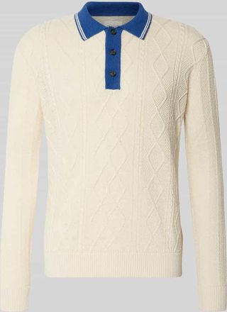 GANT Strickpullover aus Leinen-Mix mit Polokragen in Offwhite, Gr&ouml;&szlig;e XXXL
