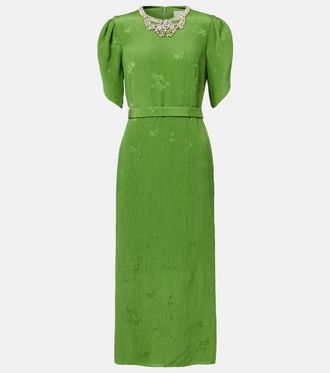 Erdem Embellished jacquard cocktail dress