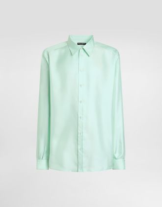 Dolce & Gabbana Silk Twill Shirt - Man Shirts Azure 37