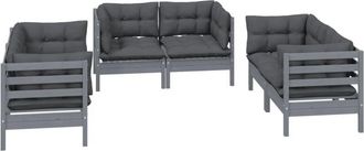 vidaXL Juego De Muebles De Jard&iacute;n 6 Pzas Y Cojines Madera Pino Maciza Vidaxl