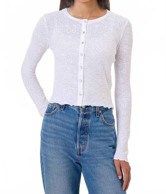 Goldie London Love Story Jacquard Cardigan In White
