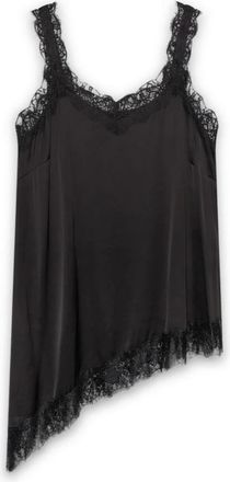 Fiorella Rubino Tops, Dames, Zwart, XS, Satijn, Sleeveless Tops
