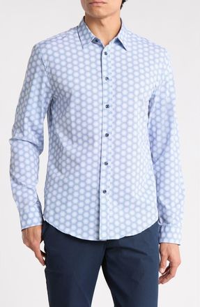 Brooklyn Brigade Geometric Button-Up Shirt in White/Blue at Nordstrom Rack, Size X-Large