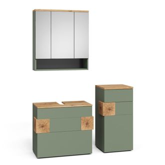 Vicco Conjunto De Muebles De Ba&ntilde;o De 3 Piezas Eden, Verde/artesano, 3 Partes, Vicco