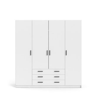 ebuy24 Armario de 4 puertas y 3 cajones L195,5 cm - Blanco