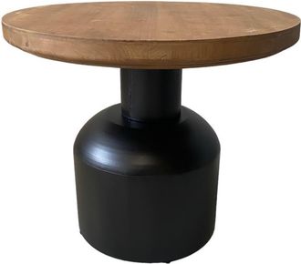 Mathi Design Mesa de centro de madera y acero negro D60