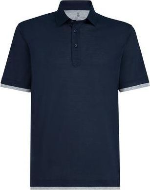 Brunello Cucinelli Polo with shirt collar in Navy Blue at Nordstrom, Size Xxx-Large Eu