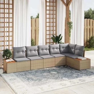vidaXL Vidaxl - Conjunto De Sof&aacute; De Jard&iacute;n Con Coj&iacute;n 6 Pcs Beige Polirat&aacute;n