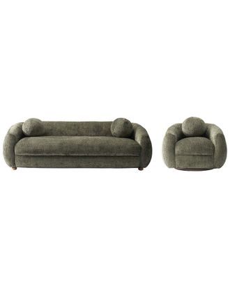 Manhattan Comfort 2Pc Modern Tribeca Chenille 85.8In Sofa & Accent Chair