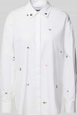 Marella Regular Fit Hemdbluse mit Motiv-Stitching Modell KARMAN in Weiss, Gr&ouml;&szlig;e 40
