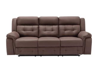 VENTE-UNIQUE.COM Sof&aacute; relax microfibra 3 plazas marr&oacute;n 223x97cm