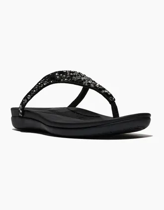 FitFlop Womens Fitflop Solay Mixed-Crystal Textile Womens Black Sandals - Size: 7