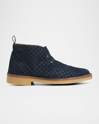 Gucci Men & apos;s Moreau GG Suede Lace-Up Ankle Boots