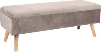 Relaxdays Relaxdays velvet bench, storage, HxWxD: 40 x 110 x 40 cm, wooden legs, upholstered trunk bench, bedroom, hallway, cream