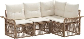 vidaXL Conjunto De Sof&aacute;s De Jard&iacute;n 4 Uds. Beige Rat&aacute;n Sint&eacute;tico Vidaxl