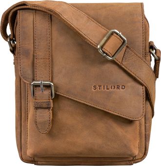 STILORD Ryder Small Leather Messenger Bag Mens Brown Crossbody Bag Men Vintage Shoulder Bags Genuine Leather Handbag Man with Magnetic Closure Anti Theft