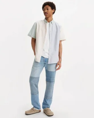 Levi's Premium 501 Straight Jeans Mens Blue Original Fit Patchwork GBO2960