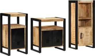 vidaXL Juego De Muebles De Ba&ntilde;o 3 Uds. Marr&oacute;n Y Negro Vidaxl