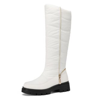 Generic Womens Knee-High Boots Winter Knee Thigh High Snow Boot Square Toe Pull On Side Zipper Waterproof Platform Boots Fashion Warm Fur Lined Shoes