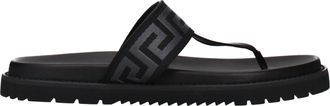 Versace Herrens Flip-Flops aus schwarzem/silberfarbenem Stoff
