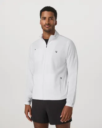 Vuori Clothing Venture Track Jacket | White Logo Graphic | Medium