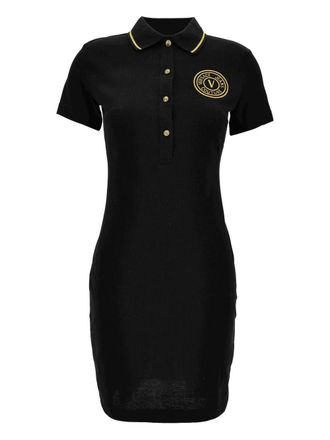 Versace Jeans Couture embroidered-logo polo mini dress - Black