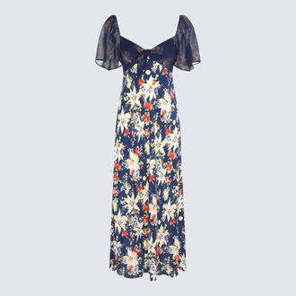 Rixo Navy Silk Paltrow Dress