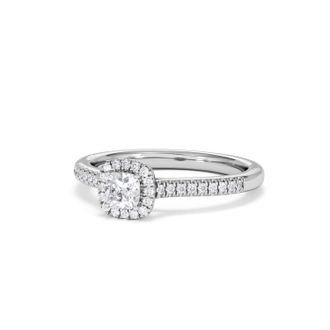 The Diamond Store Lumia Cushion Cut Lab Diamond Halo Ring 0.50ct F/VS in 925 Silver