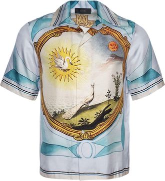 Amiri Landscape Frame bowling shirt - men - Silk - M - Blue